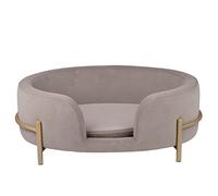 maxxpro Lit pour Animaux - Coussin en Velours Doux - Animaux jusqu'à 80KG - Panier Surélevé pour Chats et Chiens - Gris - 60,5 x 40,5 x 23,5 cm