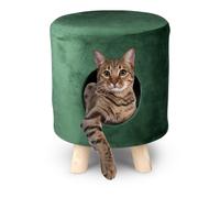 maxxpro Lit pour Chat Pouf - 100% Polyester - jusqu'à 80kg - Ø 33 cm - Vert