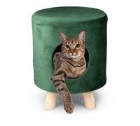 maxxpro Lit pour Chat Pouf - 100% Polyester - jusqu'à 80kg - Ø 33 cm - Vert