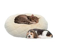 maxxpro Panier Chien/ Chat Coussin Pouf Lit Moulleux Lavable Ø46cm Beige