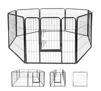Maxxpro Parc pour Chien et Chat - Enclos 210 x 80 CM - Pliable pour Chiot - Cage Extérieur Lapin - Modulable - Barrière Intérieur - Métal - Noir