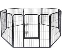 maxxpro Parc pour chiens et chats 210 x 80 CM - Parc pliable pour chiots, enclos pour chats, montable en différentes formes, pour l'intérieur et l'extérieur, en forme de lapin, métal, noir