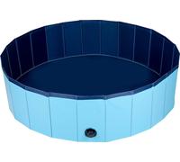 maxxpro Pet Piscine pour chiens 120 x 30 CM - Chiens de races moyennes - Pliable - Fond antidérapant - avec valve de vidange - Bleu