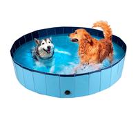 maxxpro Piscine pour Chien - 160 x 30 CM - Grandes Races de Chiens - Baignoire pour Chien Pliable - Fond Antidérapant - avec Valve de Vidange - Bleu