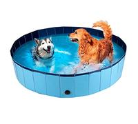 maxxpro Piscine pour Chien - 160 x 30 CM - Grandes Races de Chiens - Baignoire pour Chien Pliable - Fond Antidérapant - avec Valve de Vidange - Bleu