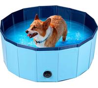 maxxpro piscine pour chiens pliable antidérapante - vider la valve - ⌀ 80 cm - bleu