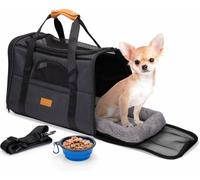 maxxpro Sac de Transport Animal - 44 x 31 x 34 CM - Plateau de Nourriture Pliable/lit pour Animaux - bandoulière et poignée - jusqu'à 5 KG - Gris