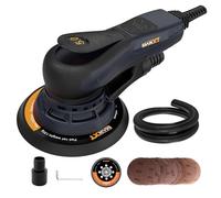MAXXT Ponceuse excentrique 150 mm sans balais avec raccord tri-noyaux, course excentrique 5,0 mm, frein automatique (2 s), 6 vitesses réglables, 10 papiers abrasifs et 5 m de câble