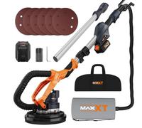 MAXXT Ponceuse murale sans fil 20V sans balais : Réglage continu de vitesse (600-1200 tr/min), Système auto-aspirant, Plateau de 225 mm, Design pliable (télescopique 110-165 cm), Pour murs et plafonds