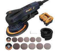 MAXXT Ponceuse orbitale électrique aléatoire sans balais de 5 mm, ponceuse à paume avec patins de ponçage de 150 mm et 125 mm, boîte moulée en plastique, aspirateur central, pour le travail du bois