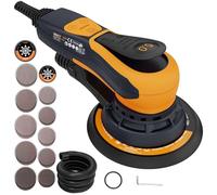 MAXXT Ponceuse orbitale sans balais de 350 W, disque de 150 et 125 mm, Ponceuse bois de 5.0 mm avec raccord à trois noyaux, 4000-10000 tr/min (6 vitesses réglables), Frein automatique-2s, 20 feuilles