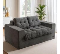 MAXYOYO Canapé 2 Places en Velours Côtelé, 150 cm, Fauteuil de Sol Rembourré avec Accoudoirs, Grand Pouf pour Chambre à Coucher et Salon