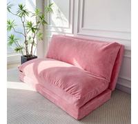 MAXYOYO Canapé pliable en velours côtelé avec rembourrage en mousse, extra épais, 4 couches, matelas de sol pour adultes, housse amovible et lavable en machine, rose, 100 x 240 cm