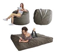MAXYOYO Lit de Sac de Haricots - Se transforme d'un Fauteuil Poire de Haricots en Lit - Pouf Poire avec Housse Douce et Rembourrage Moelleux Inclus pour Adulte, Invités (Anthracite, Plein)