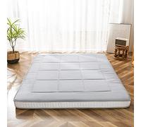 MAXYOYO Matelas de Futon Japonais Rembourré pour le Sol, Extra Épais, Pliable, Respirant, Lit d’Invités, Canapé pour Camping (Gris Clair, Double)