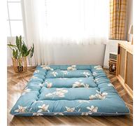 MAXYOYO Matelas de Sol Japonais futon épais, Tatami Tapis de Couchage Pliable et Enroulable pour dortoir, Chaise Longue, lit (Fleur Bleue, Simple)