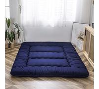 MAXYOYO Matelas Futon de Sol Japonais - Matelas Futon d'appoint Pliable 1 Place Matelas de lit Matelassé pour Les Voyages d'invités et Le Camping (Bleu français, 90 x 190 cm)