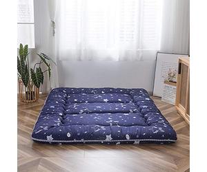 MAXYOYO Matelas Futon Japonais à Motifs, Matelas d'appoint matelassé, Lit d'invité, Matelas de Couchage Pliant Tatami Mat Respirant Lit d'invité pour Camping Couch, A-Ciel Étoilé Bleu, 90 x 190 cm