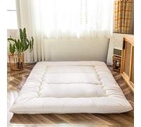 MAXYOYO Matelas futon, Matelas de Sol Japonais rembourré, surmatelas de lit matelassé, Tapis de Sol, lit d’invité, Matelas de Camping - Très épais, Pliable, Respirant (Blanc cassé, 150 x 200 cm)