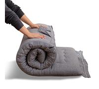 MAXYOYO Matelas futon Portable Pliable, en Tissu hypoallergénique et en Mousse à mémoire de Forme avec poignée et Fermeture éclair pour extérieur, intérieur, Voiture d'invités (Grise, 90x190 cm)