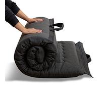 MAXYOYO Matelas futon Portable Pliable en Tissu hypoallergénique et Mousse avec poignée et Fermeture éclair pour extérieur (Gris Foncé, 135 x 190 cm)