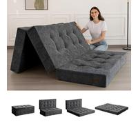 MAXYOYO Matelas Pliant 15 cm Célibataire, Confortable de avec Tissu Chenille, Canapé-Lit de Futon à Trois Fois pour Invité, Topper Sol pour Le Camping.