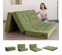 MAXYOYO Matelas Pliant 15 cm Double, Confortable de avec Tissu Chenille, Canapé-Lit de Futon à Trois Fois pour Invité, Topper Sol pour Le Camping.