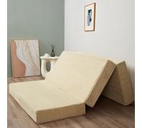 MAXYOYO Matelas Pliant en Velours côtelé, Matelas de Sol à Trois Plis de 10 cm d'épaisseur avec Housse Lavable, Pliable en Trois, Peu encombrant pour Les invités (Chameau, Simple)