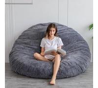Maxyoyo Pouf convertible pliable de pouf en lit, grand canapé avec housse en peluche et rembourrage moelleux inclus pour adultes et invités, anthracite 180 x 180 cm