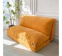 MAXYOYO Pouf pliable en velours côtelé pour adulte, matelas de sol, extra épais, plié en 4 parties, pour chambre à coucher, salon, beige, 100 x 240 cm