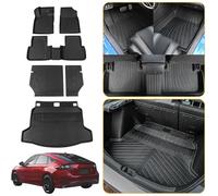 Maxzina Floor Mats Compatible with 2022-2025 Honda Civic Hatchback Cargo Mat Liner TPE Trunk Mat Back Seat Cover Protector Kick Mat Civic Hatchback Accessories (Backrest Mats+Trunk Mat+Floor Mats)