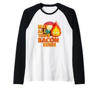 May All Your Bacon Burn Barbecue Grunge Vintage Sunset Manche Raglan