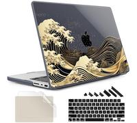 May Chen Coque Rigide en Plastique avec Protection de Clavier pour MacBook Pro 14" M5 M4 M3 M2 M1 Pro/Max Chip, Sortie 2026 2025-2021, modèle A3427 A3426 A3434 A3112 A3401 A3185, Noir Sea Wave