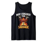 May I Suggest The Saucsage Funny BBQ Innuendo Grill Humour Débardeur