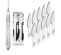 May Kit Scalpel de Précision pour Modélisme & Bricolage | Cutter avec 10 Lames Tranchantes en Acier Carbone (Fig. 24) & Manche Inox N°4 | Bistouri pour Loisirs Créatifs, Découpes Fines