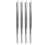 May Lot de 4 pinces à épiler universelles 25 cm - Pince à épiler - Pointe droite - Pointe ronde - Intérieur en acier inoxydable