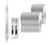 May Lot de 50 lames de scalpel figure 10 en acier au carbone - Lames de rechange emballées individuellement stériles + 1 support de scalpel avec manche de 21 cm de long - Acier inoxydable