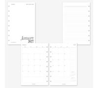 MAY PAPER CO. Agenda 2027 demi-lettre mensuelle avec notes de planification, mois sur deux pages, agenda pour Levenger Circa Junior et Arc 8 disques 5,5 x 8,5 (mois séparables, début du lundi)