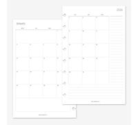 MAY PAPER CO. Staples, TUL Junior 2026 - Demi-lettre mensuelle avec notes - Recharge d'agenda mois sur deux pages pour carnet à 8 disques Levenger Circa Junior, Arc by Staples, TUL Junior 14 x 21 cm