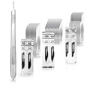 May - Set composé de 10 lames de scalpel 3 en 3 versions différentes + 1 x May - Support de scalpel 21 cm de long en acier inoxydable