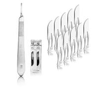 May Set Kit Scalpel : 10x Lames de Scalpel Figure 10 (Acier Carbone, emballage stérile individuel) + Manche de Scalpel N°3 en Acier Inoxydable - Cutter de Précision pour Loisirs Créatifs, Modélisme &