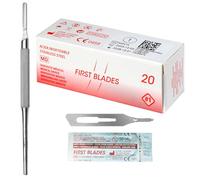 May Set Lames de Gouge pour Podologie & Pédicure | 20x Lames stériles Fig 1 en Acier Carbone + Manche de Scalpel N°3 en Inox | Instruments professionnels pour cors et callosités