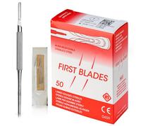 May Set Lames de Gouge pour Podologie & Pédicure | 50x Lames stériles Fig 1 en Acier Carbone + Manche de Scalpel N°3 en Inox | Instruments professionnels pour cors et callosités