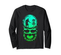 May The Course Be with You Disque Golf Player Skull Sunset Manche Longue