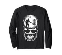 May The Course Be with You Disque Golf Player Skull Sunset Manche Longue