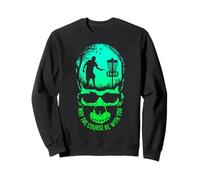 May The Course Be with You Disque Golf Player Skull Sunset Sweatshirt