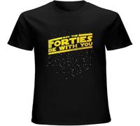 May The Forties Be with You Vintage 40Th Birthday Distressed Star Illustration 87 T Shirt Men's Tees Black XL