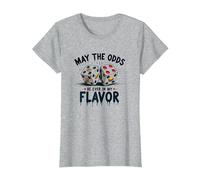 May The Odds Be Ever in My Flavor Jeu de Mots Alimentaires en dés T-Shirt, Femme, Gris Chiné, XS