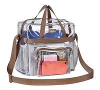 MAY TREE Sac à déjeuner transparent pour événements au stade - 30,5 x 15,2 x 30,5 cm - Sac à déjeuner fourre-tout transparent avec sangles renforcées pour le travail et les événements sportifs, marron