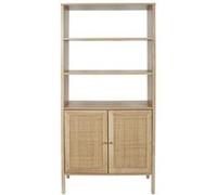 MAYA - Buffet 2 Portes Effet Bois et Façades Rotin - Altobuy Marron